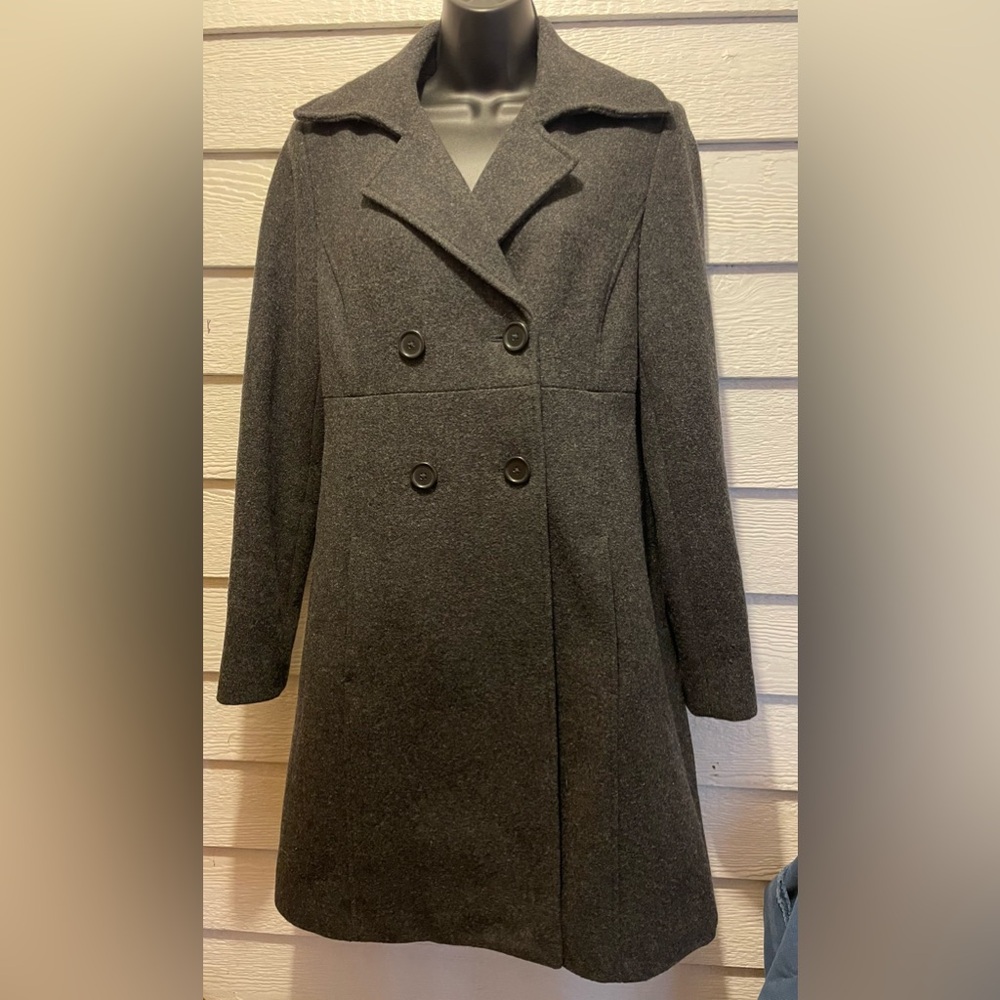 Old Navy Size Med Gray Wool Double Breasted Midi Peacoat - Picture 1 of 4